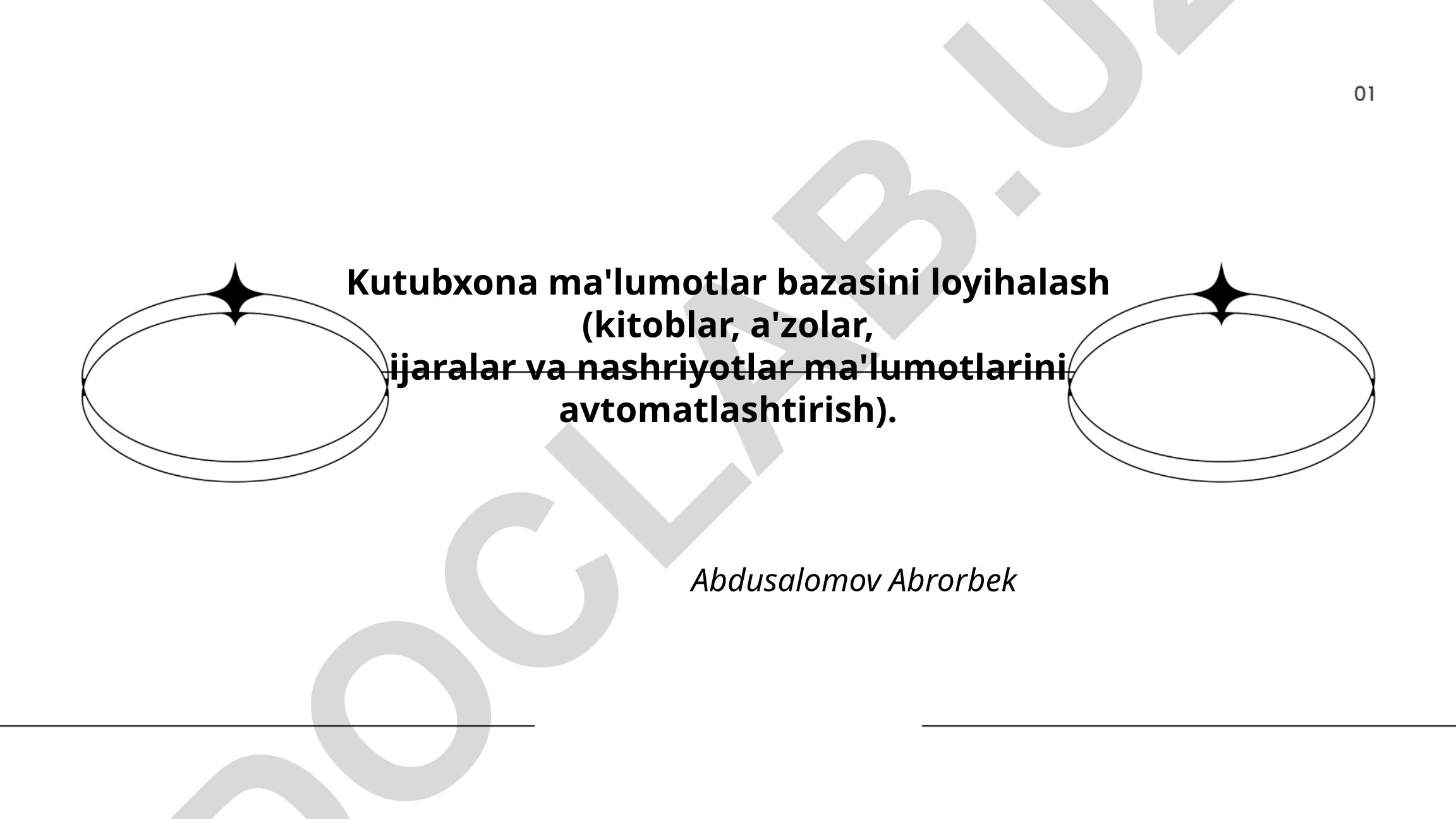 Kutubxona ma'lumotlar bazasini loyihalash