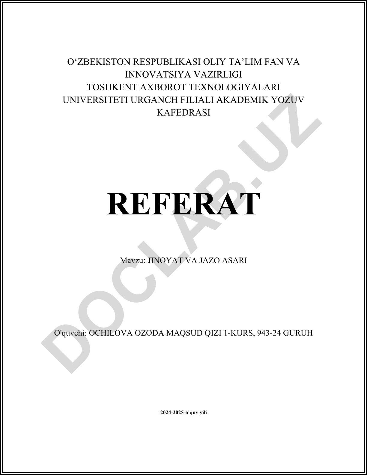 Jinoyat va jazo asari