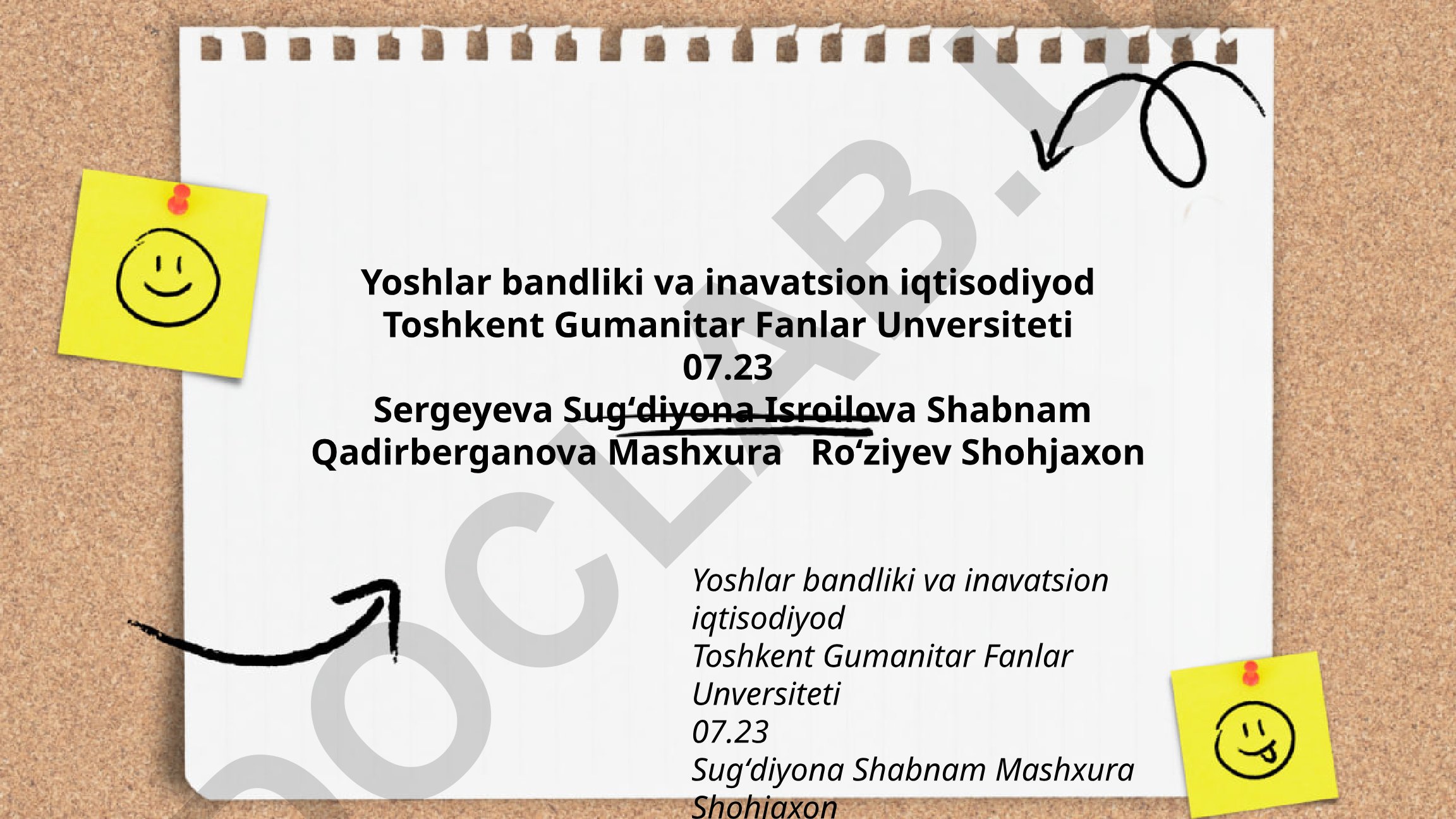 Yoshlar bandligini oshirishda innovatsion iqtisodiyotning roli