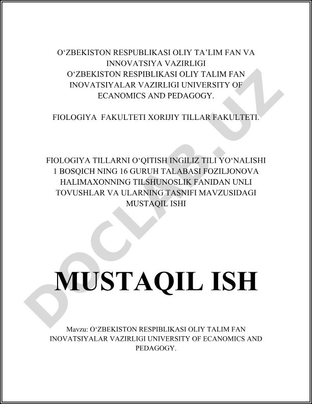 Unli tovushlar va ularning tasnifi