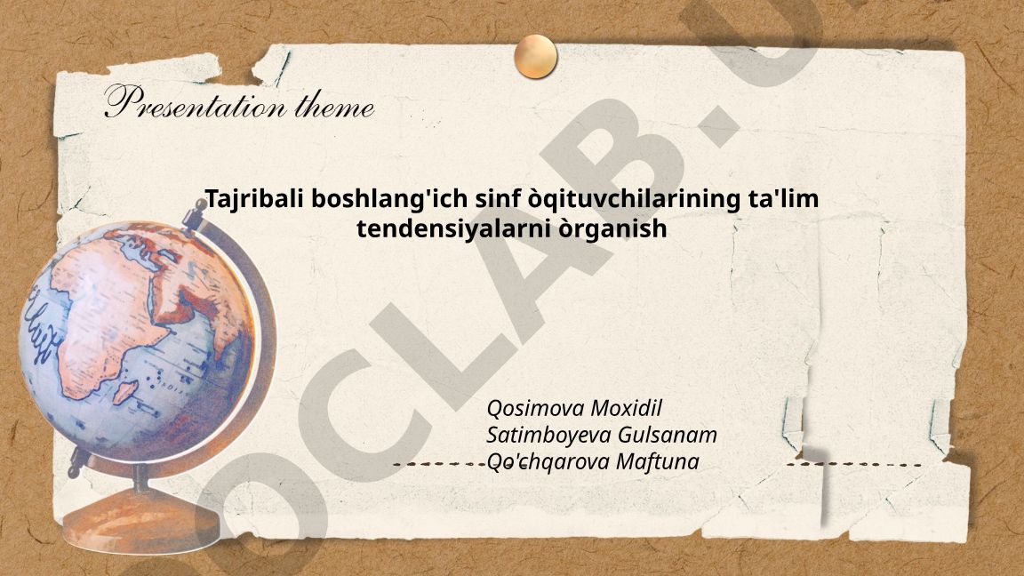 Tajribali boshlang'ich sinf o'qituvchilarining ta'lim tendensiyalari
