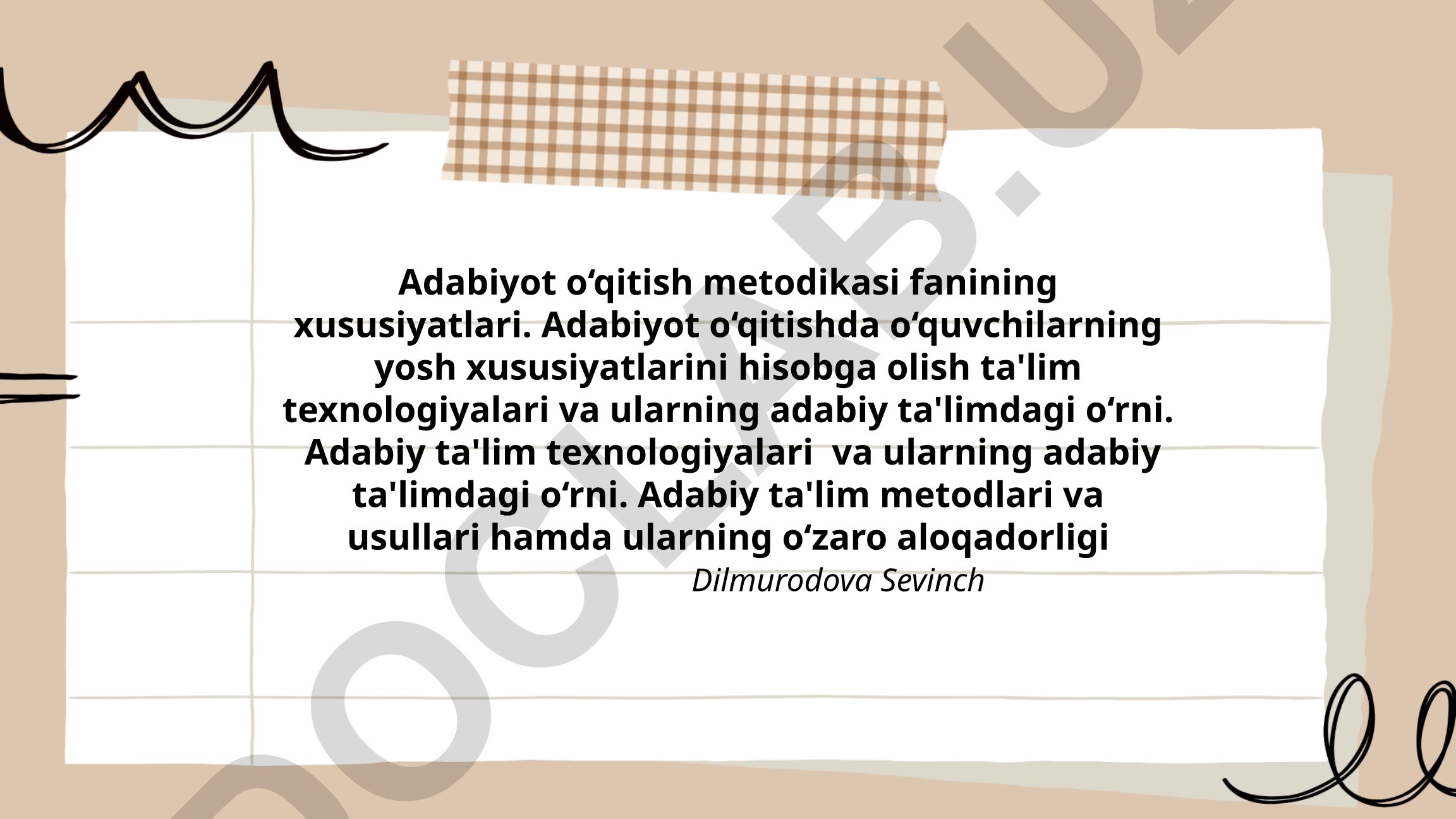 Adabiyot o‘qitish metodikasi fanining xususiyatlari va adabiy ta'lim texnologiyalari