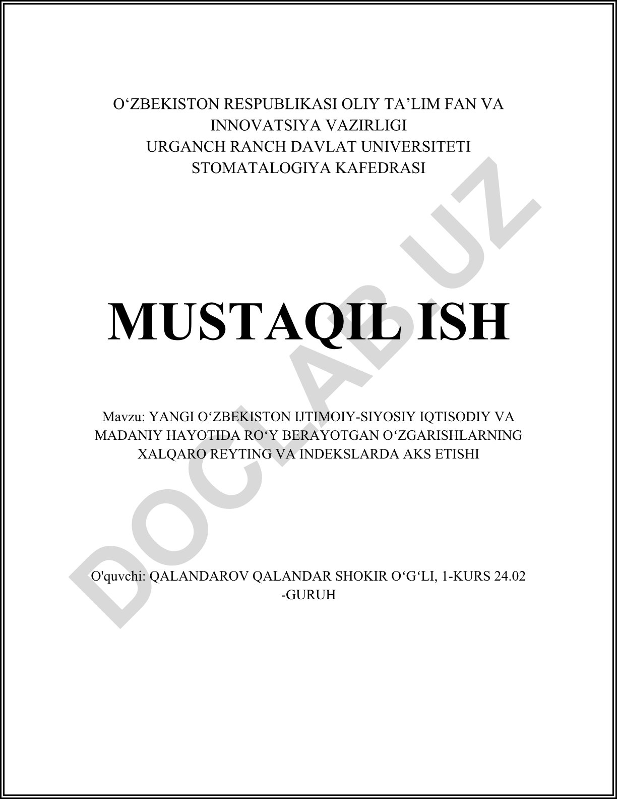 Yangi Oʻzbekistonning xalqaro reyting va indekslarda aks etishi
