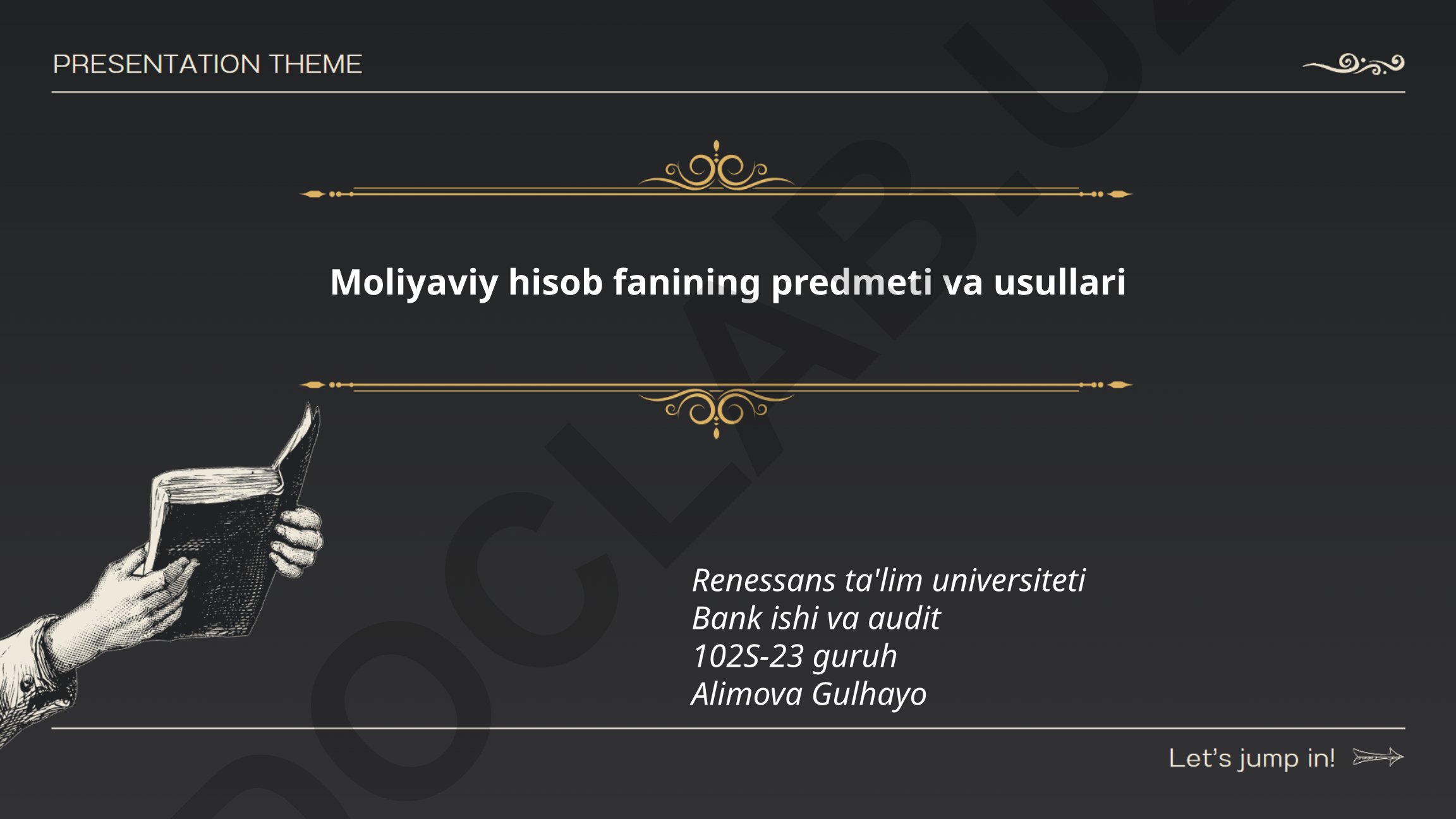 Moliyaviy hisob fanining predmeti va usullari