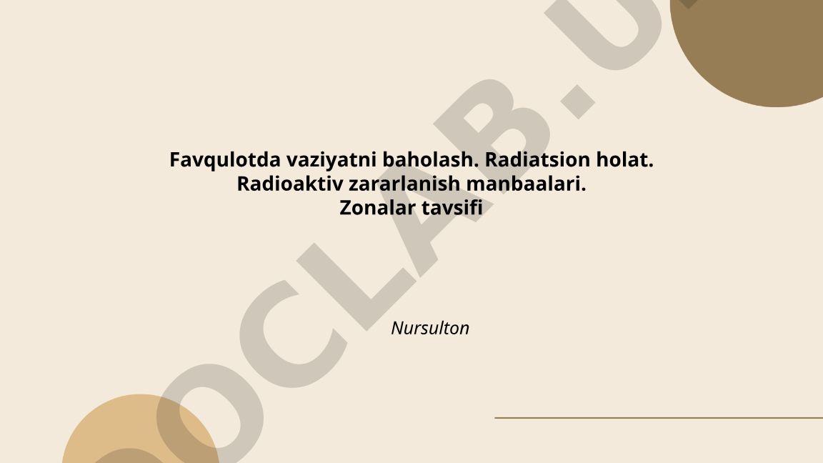 Favqulodda vaziyatni baholash va radiatsion monitoring