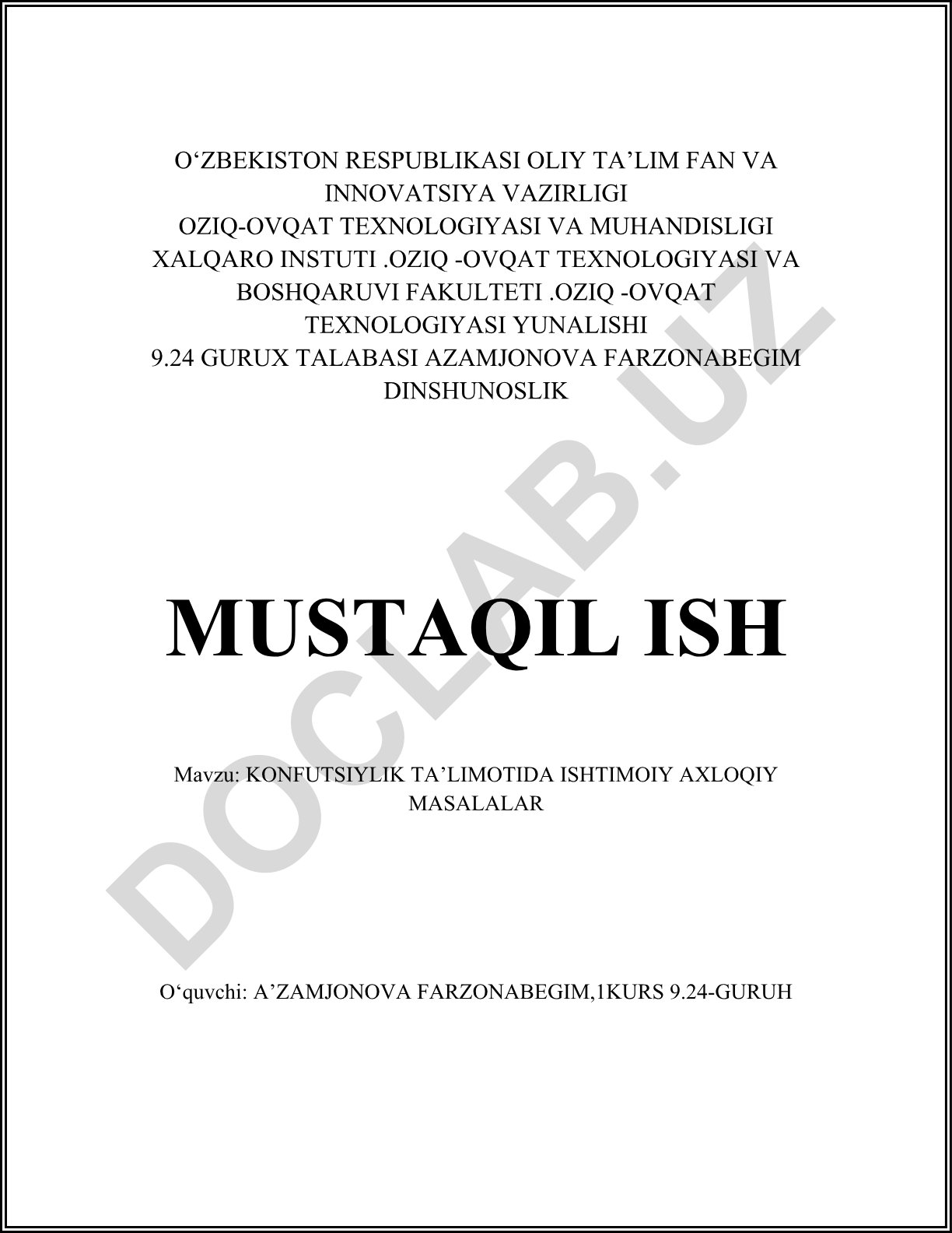Konfutsiylik ta'limotida ijtimoiy axloqiy masalalar