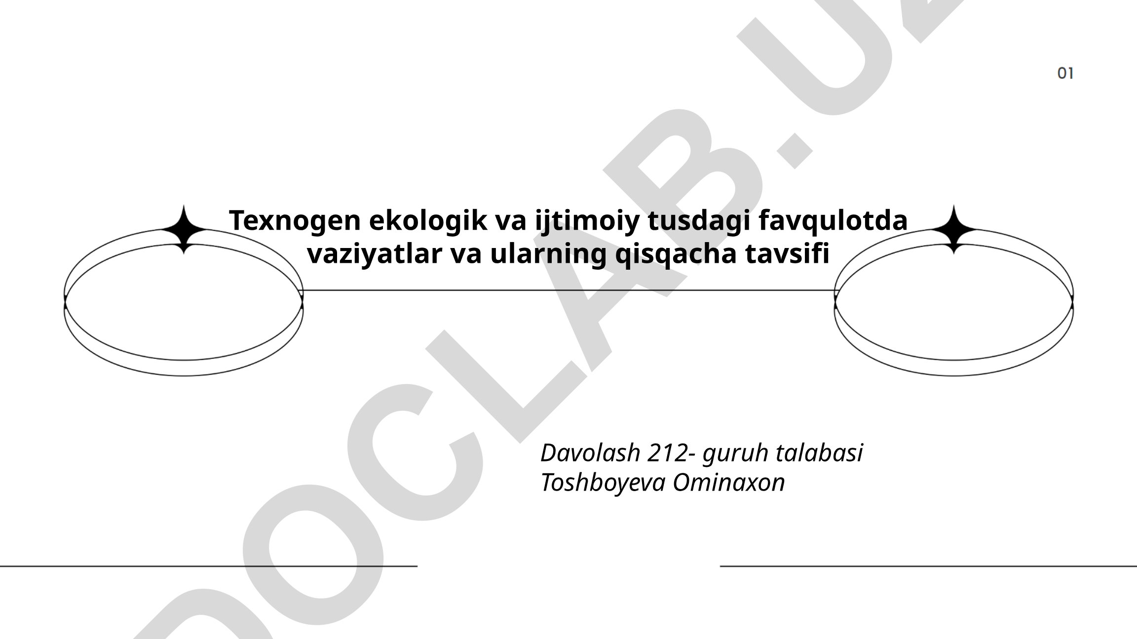 Texnogen ekologik va ijtimoiy tusdagi favqulodda vaziyatlar