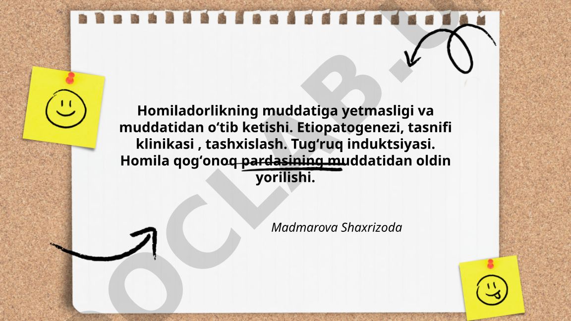 Homiladorlikning muddatiga yetmasligi va muddatidan o'tib ketishi