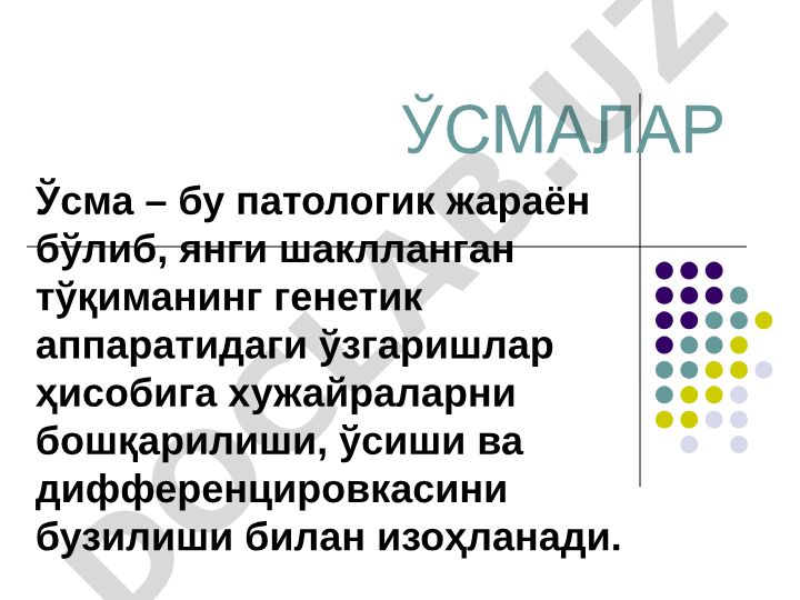 Ўсмалар ва ракнинг молекуляр асослари