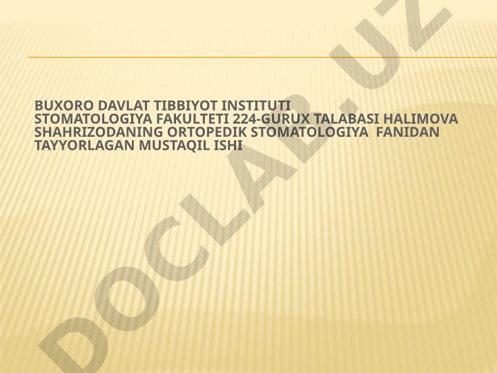 Ortopedik stomatologiya amaliyotida ishlatiladigan asosiy va qo'shimcha xom ashyolar
