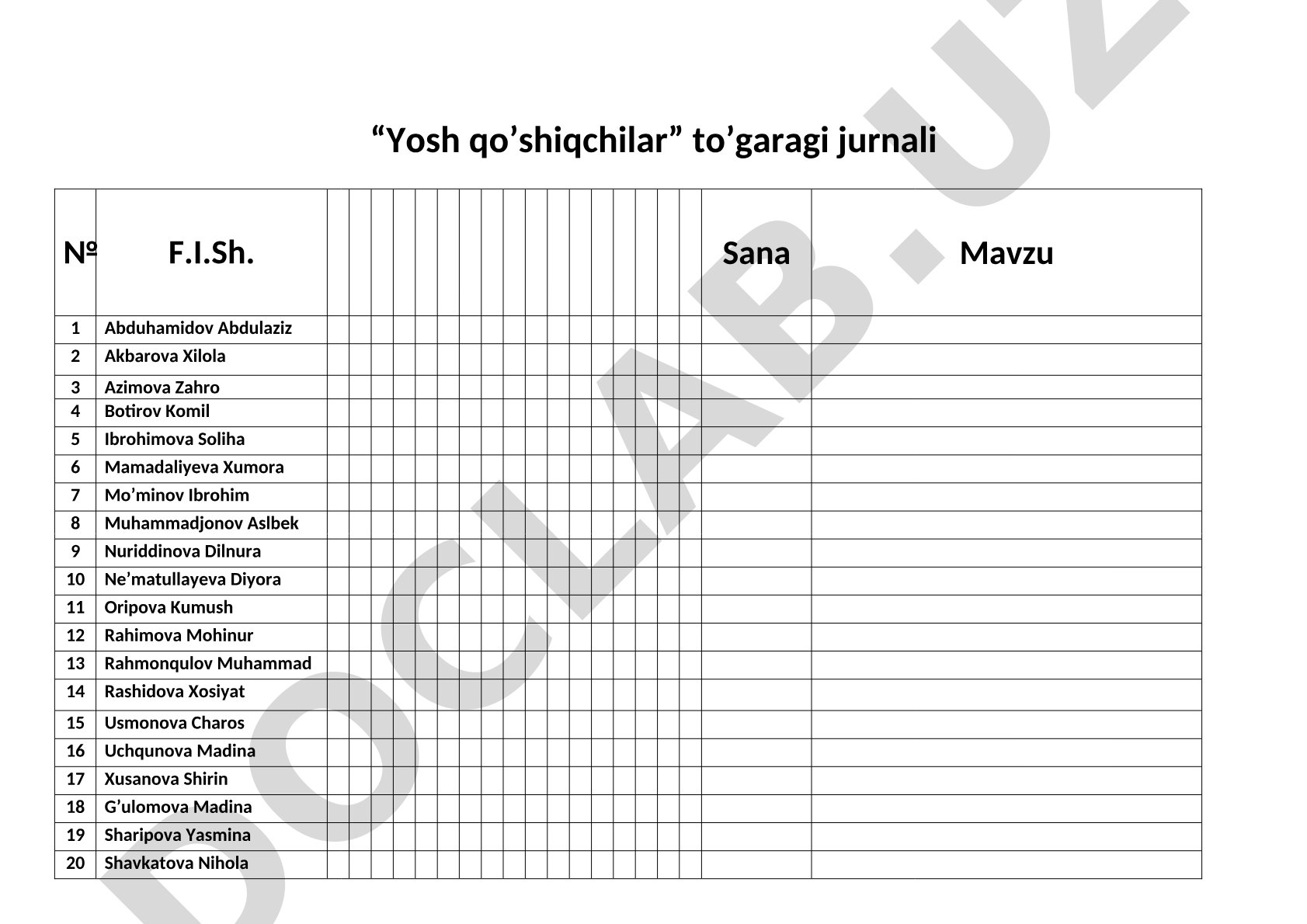 Yosh qo'shiqchilar to'garagi jurnali
