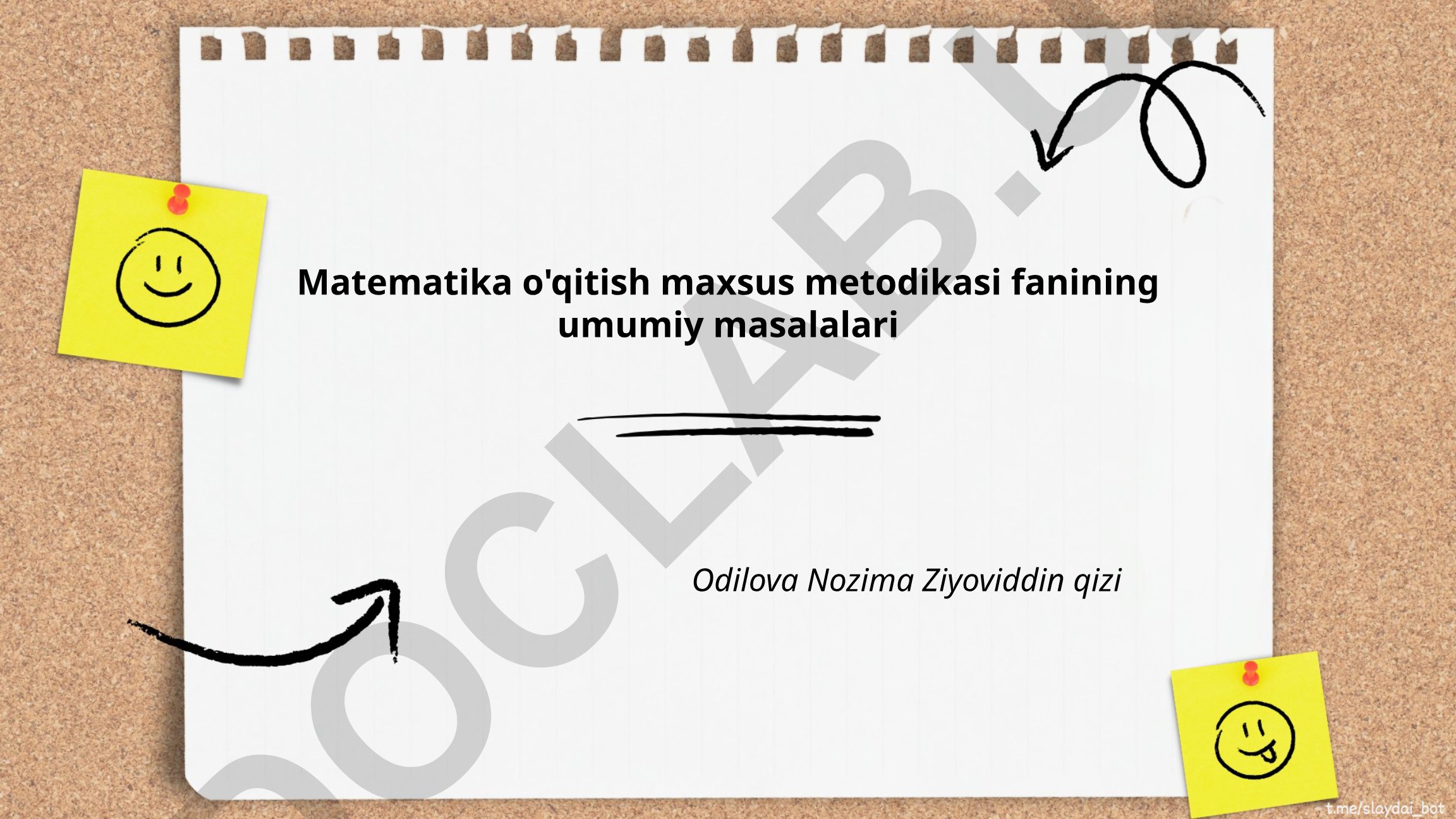Matematika o'qitish maxsus metodikasi fanining umumiy masalalari
