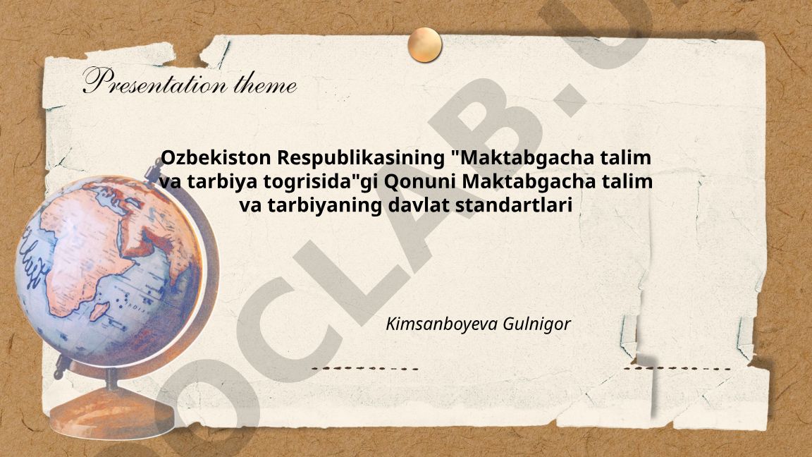 O'zbekistonda maktabgacha ta'lim va tarbiyaning davlat standartlari