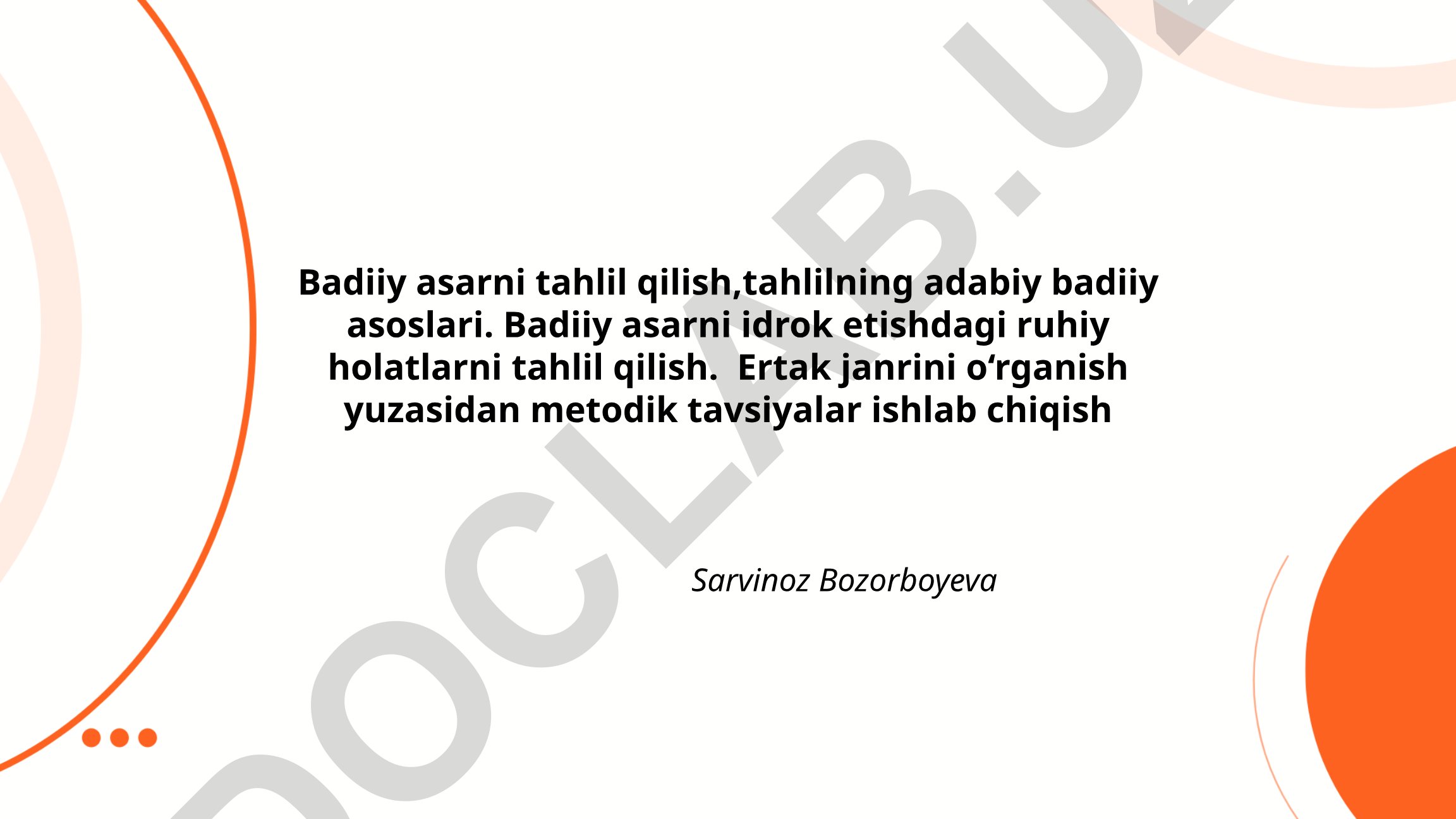 Badiiy asarni tahlil qilish va ertak janrini o‘rganish metodikasi