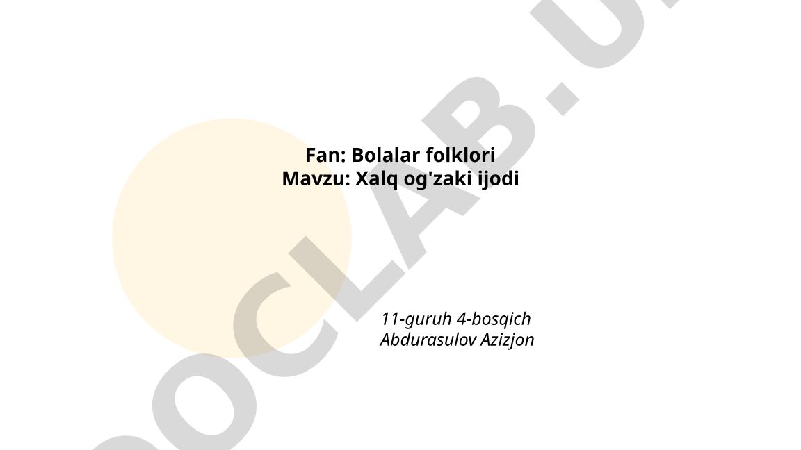 Xalq og'zaki ijodining bolalar folklori