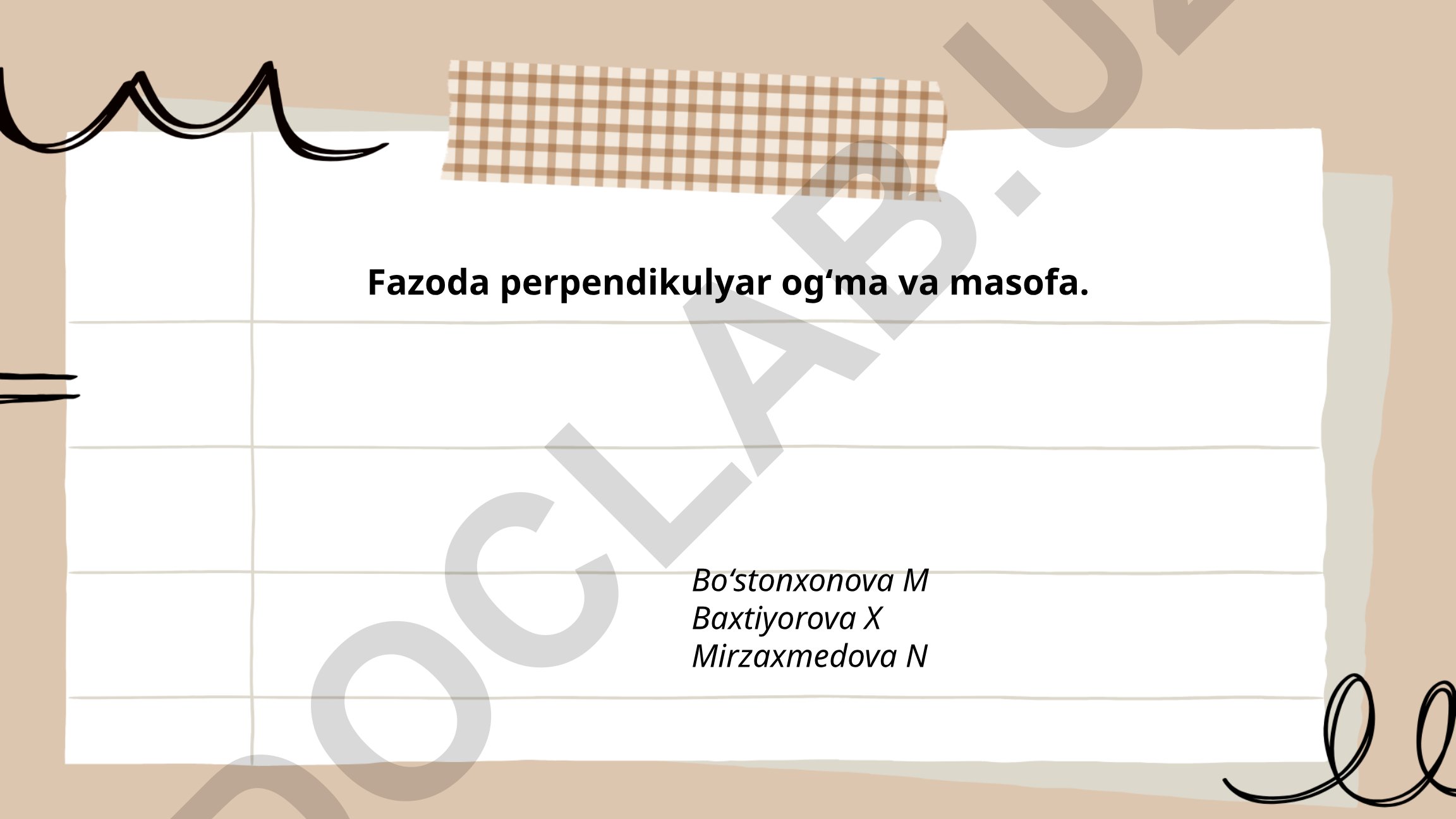 Fazoda perpendikulyar ogʻma va masofa