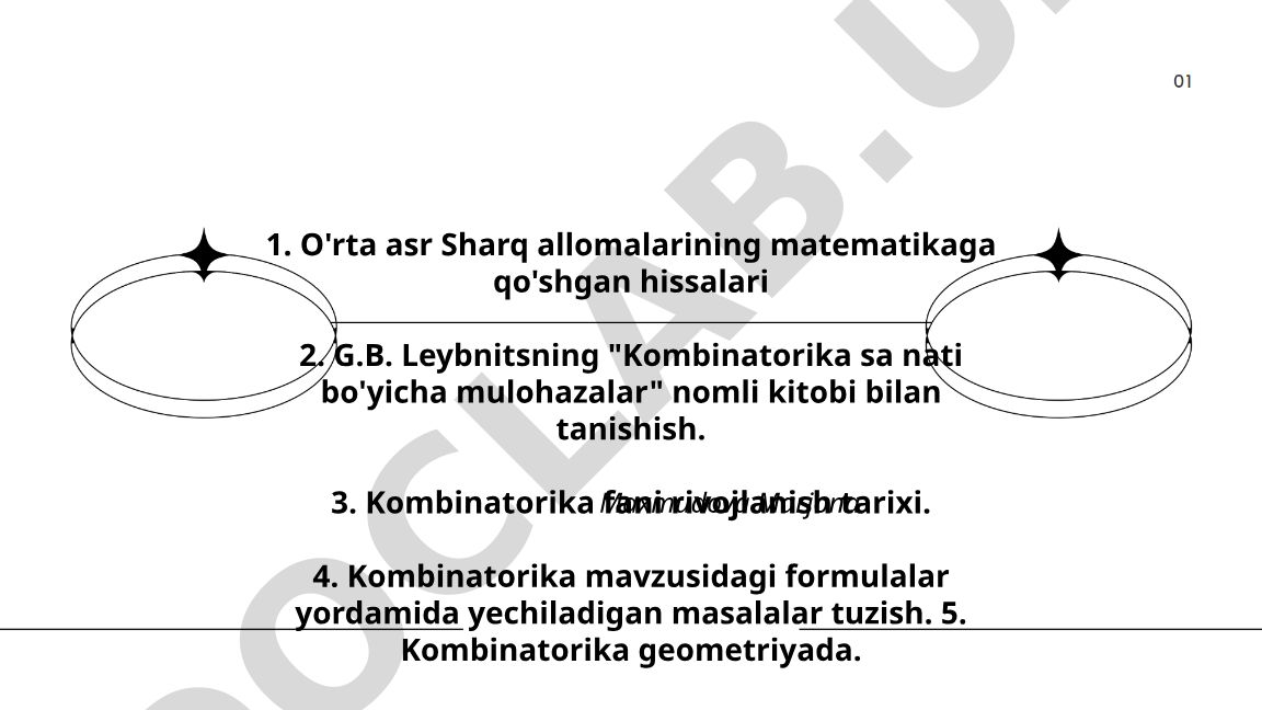 O'rta asr Sharq allomalarining matematikaga qo'shgan hissalari va kombinatorika tarixi