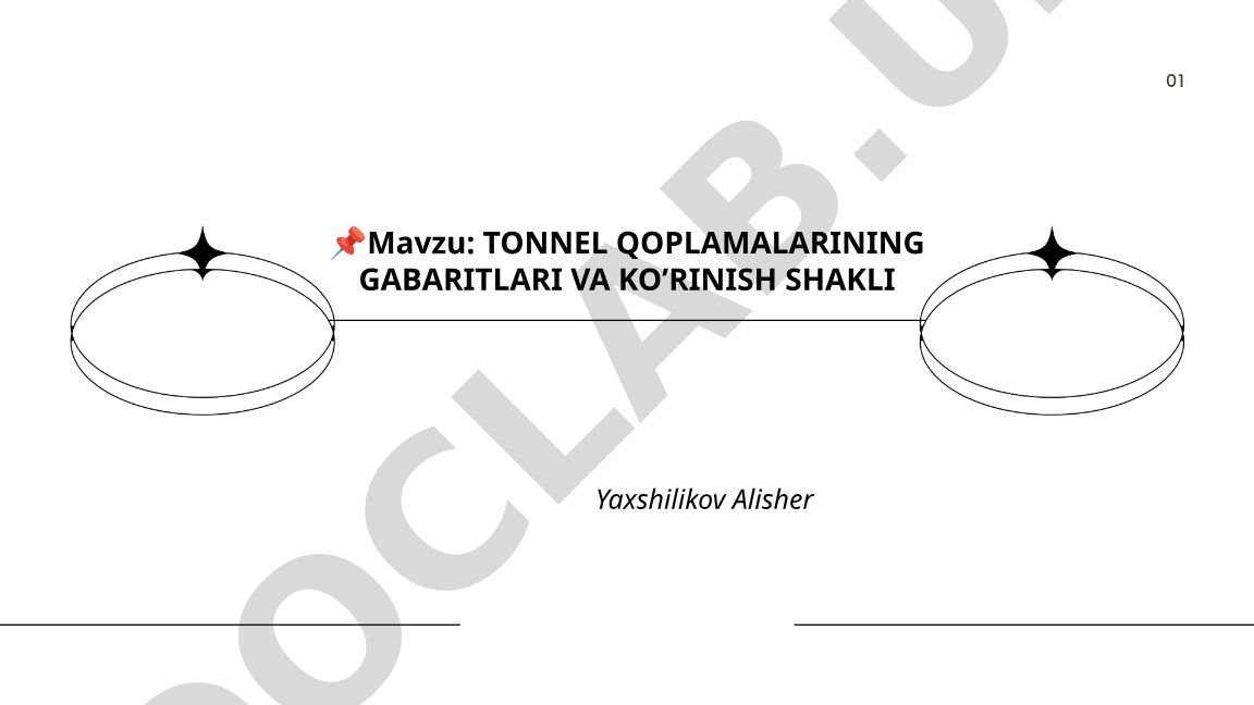 Tunnel qoplamalarining gabaritlari va ko'rinish shakli