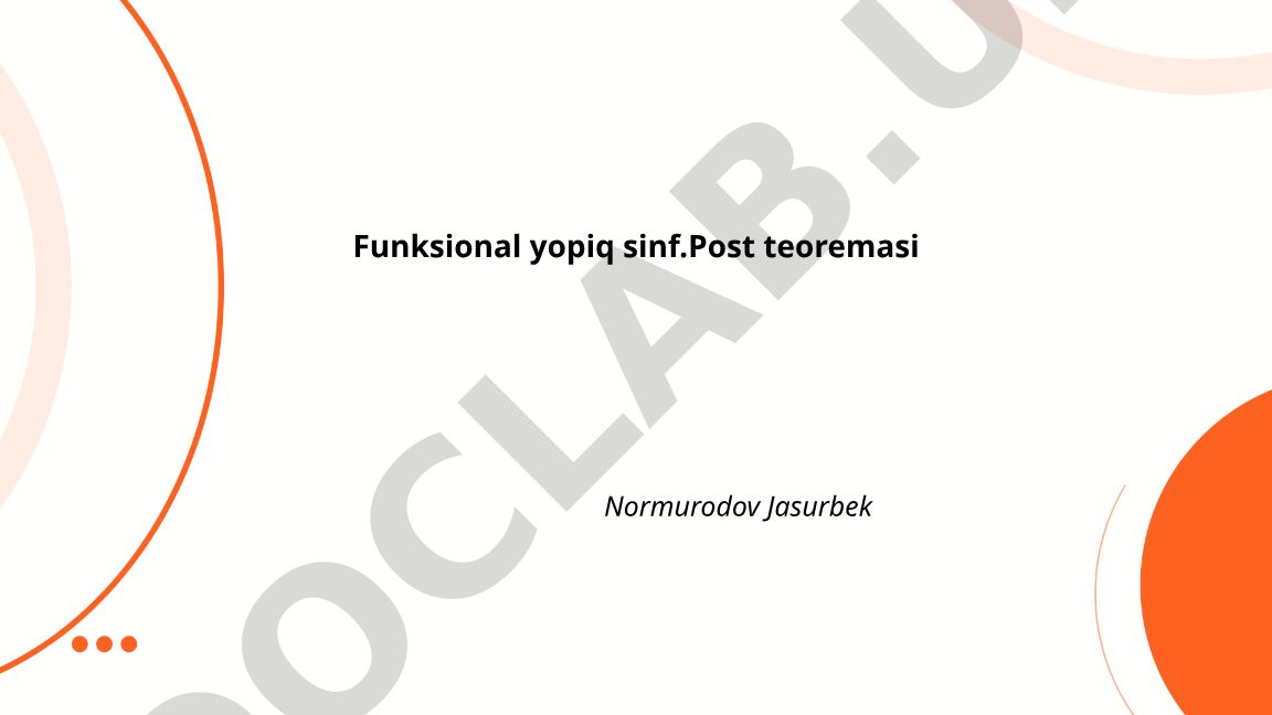 Funksional yopiq sinf va Post teoremasi