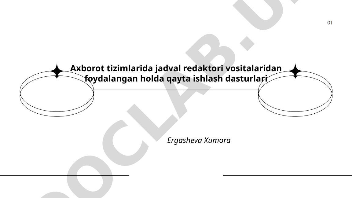 Axborot tizimlarida jadval redaktori vositalaridan foydalangan holda qayta ishlash dasturlari