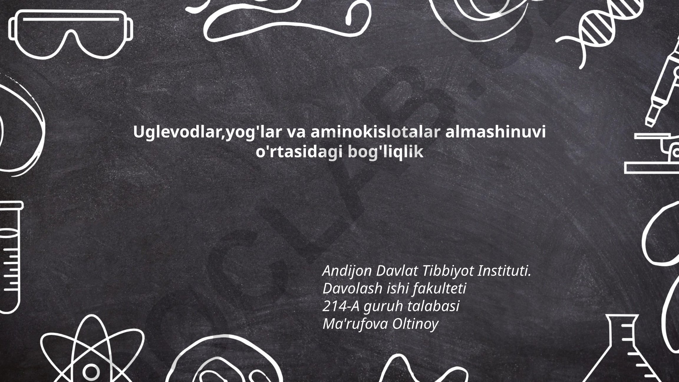 Uglevodlar, yog'lar va aminokislotalar almashinuvi o'rtasidagi bog'liqlik