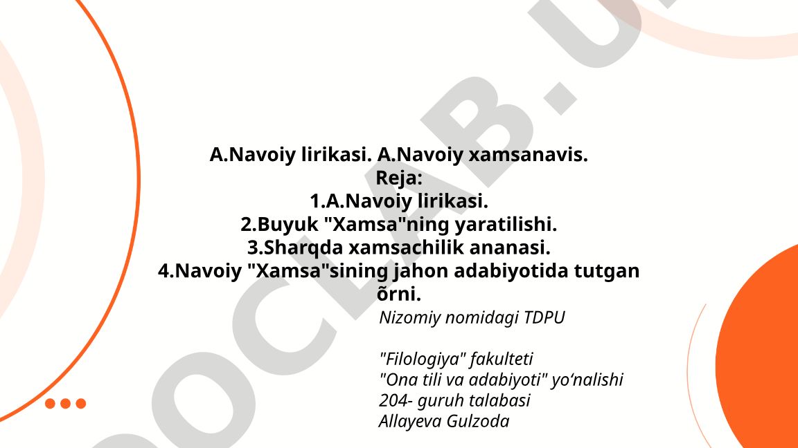 Alisher Navoiy lirikasi va Xamsa asarining adabiy ahamiyati