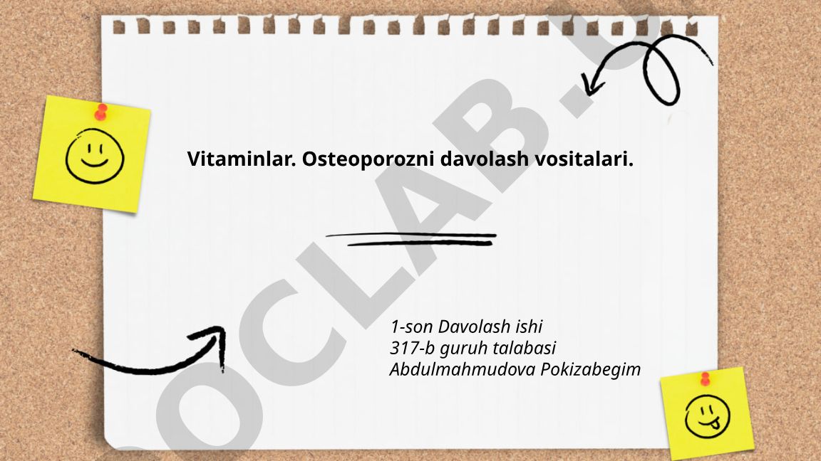 Vitaminlar va osteoporozni davolash vositalari