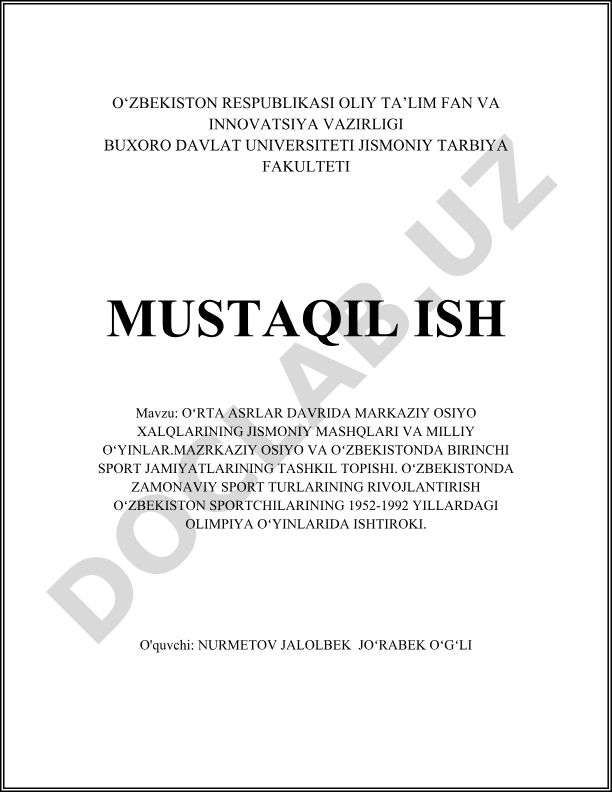 Oʻrta asrlarda Markaziy Osiyo xalqlarining jismoniy mashqlari va milliy oʻyinlar