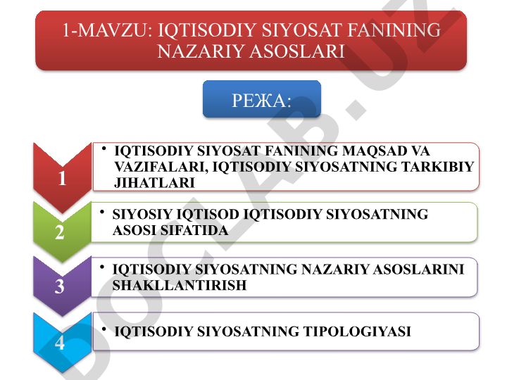Iqtisodiy siyosat fanining maqsad va vazifalari, tarkibiy jihatlari