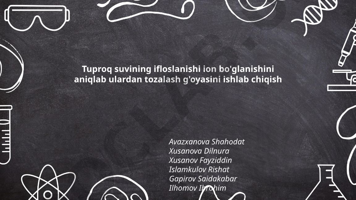 Tuproq suvining ifloslanishi ion bo'glanishini aniqlash va tozalash