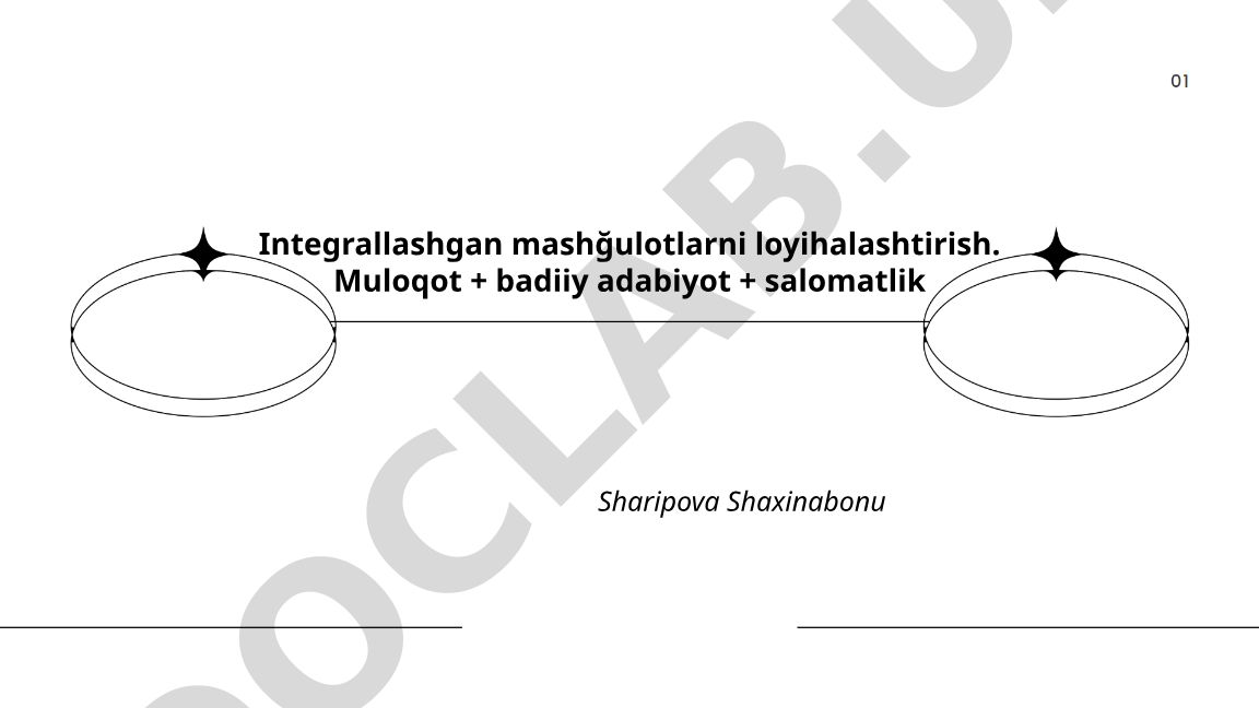 Integrallashgan mashg'ulotlarni loyihalashtirish: Muloqot, badiiy adabiyot va salomatlik