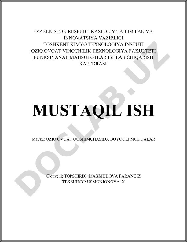 Oziq-ovqat qo'shimchasida bo'yoqli moddalar