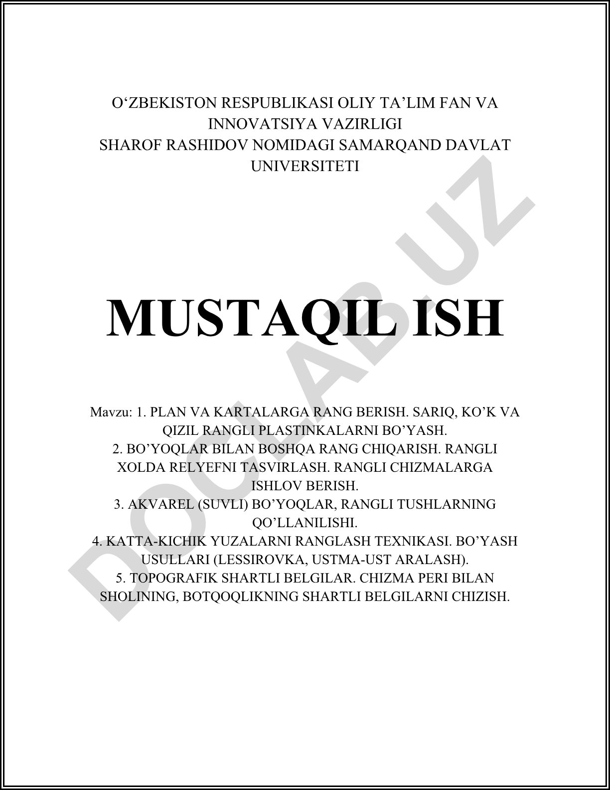 Plan va kartalarni saralash texnikasi va rang berish usullari