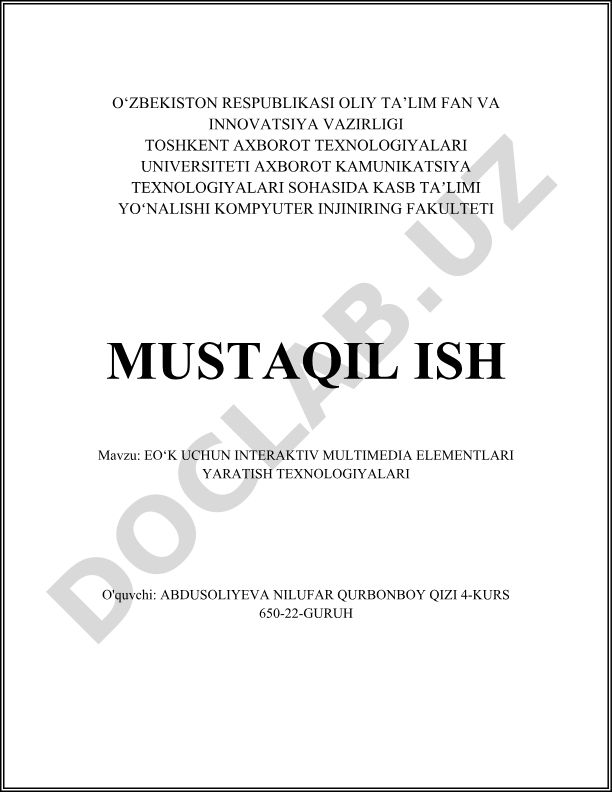 EO‘K uchun interaktiv multimedia elementlari yaratish texnologiyalari