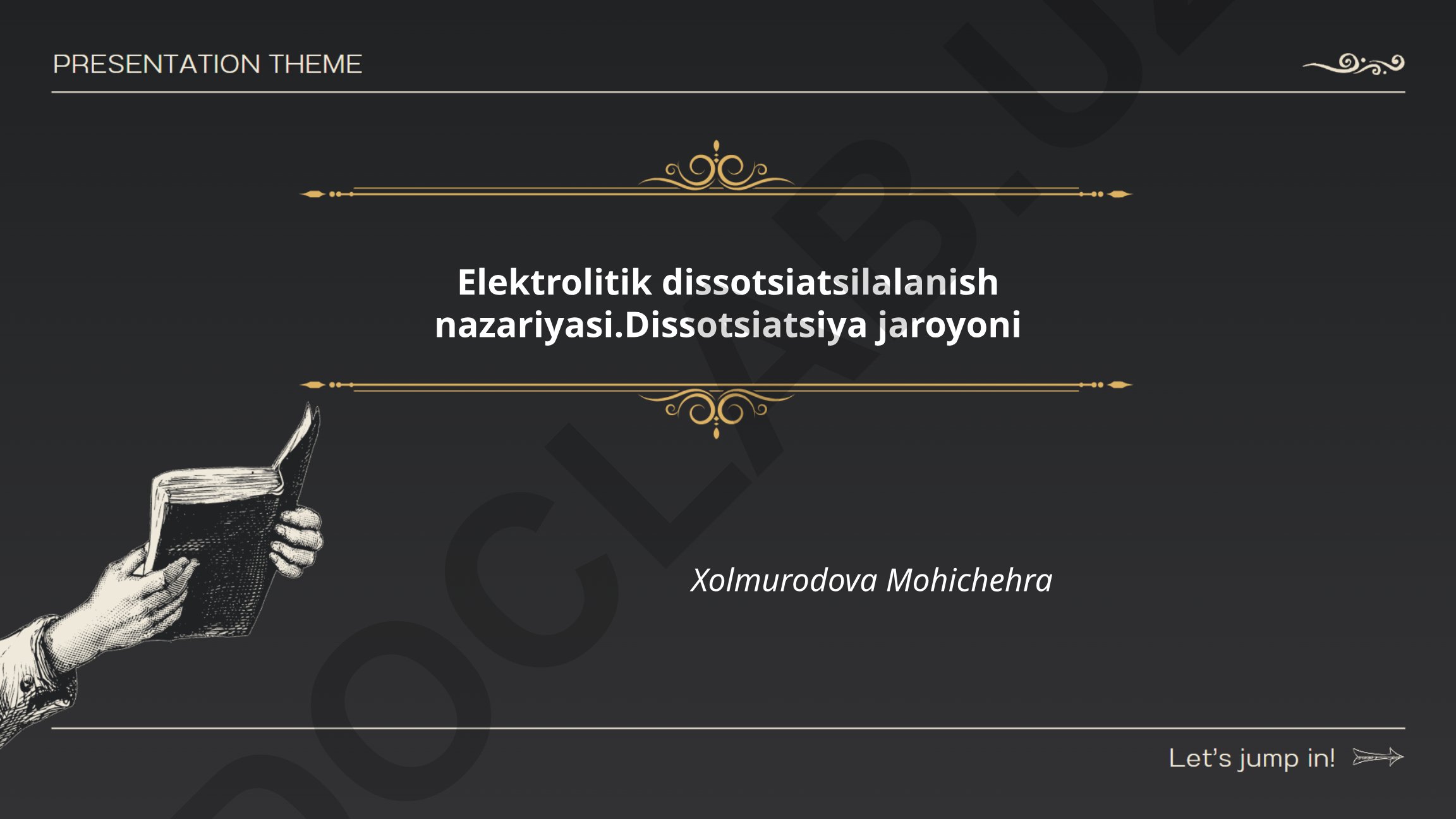 Elektrolitik dissotsiatsiya nazariyasi va jarayoni