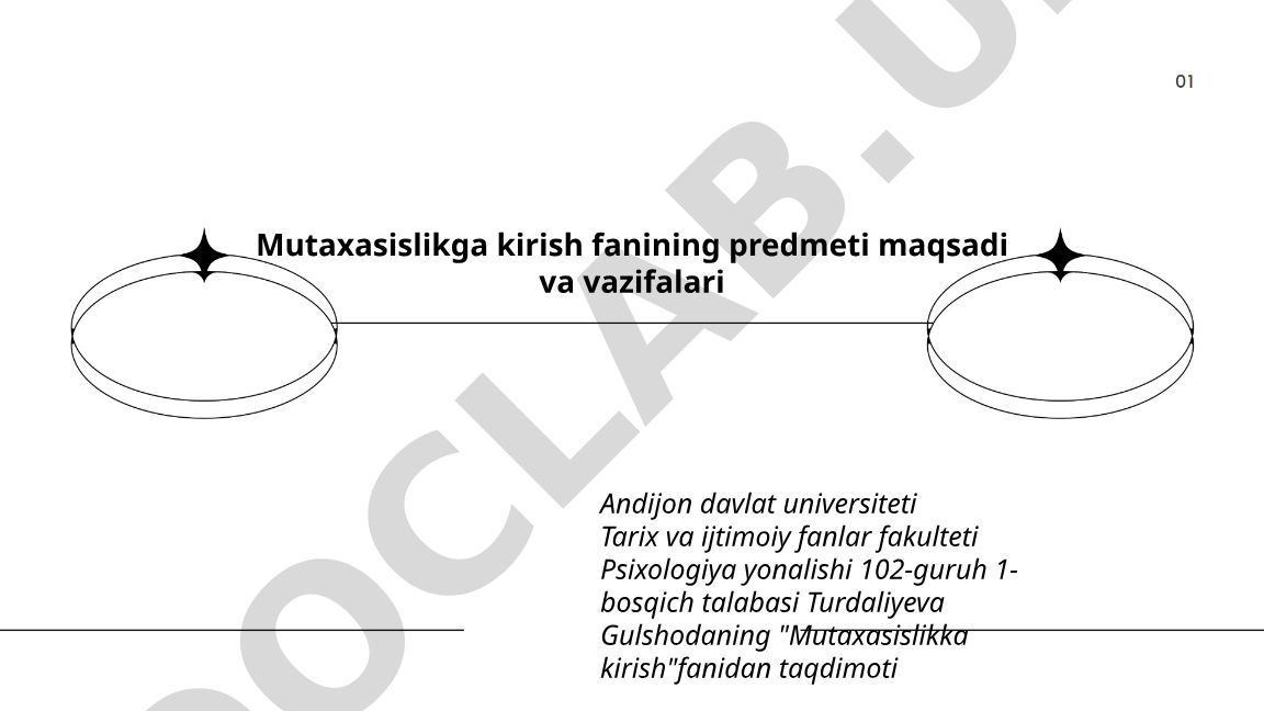 Mutaxasislikka kirish fanining predmeti, maqsadi va vazifalari