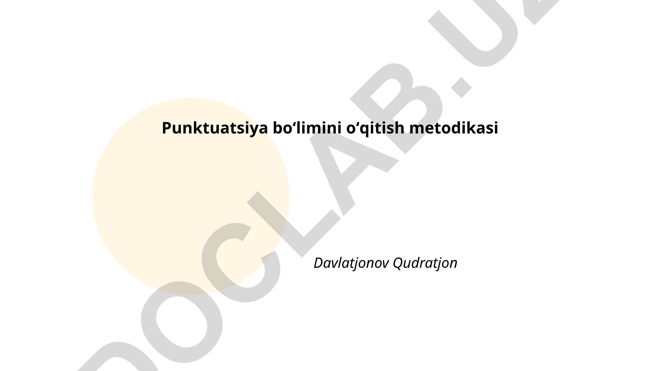Punktuatsiya boʻlimini oʻqitish metodikasi