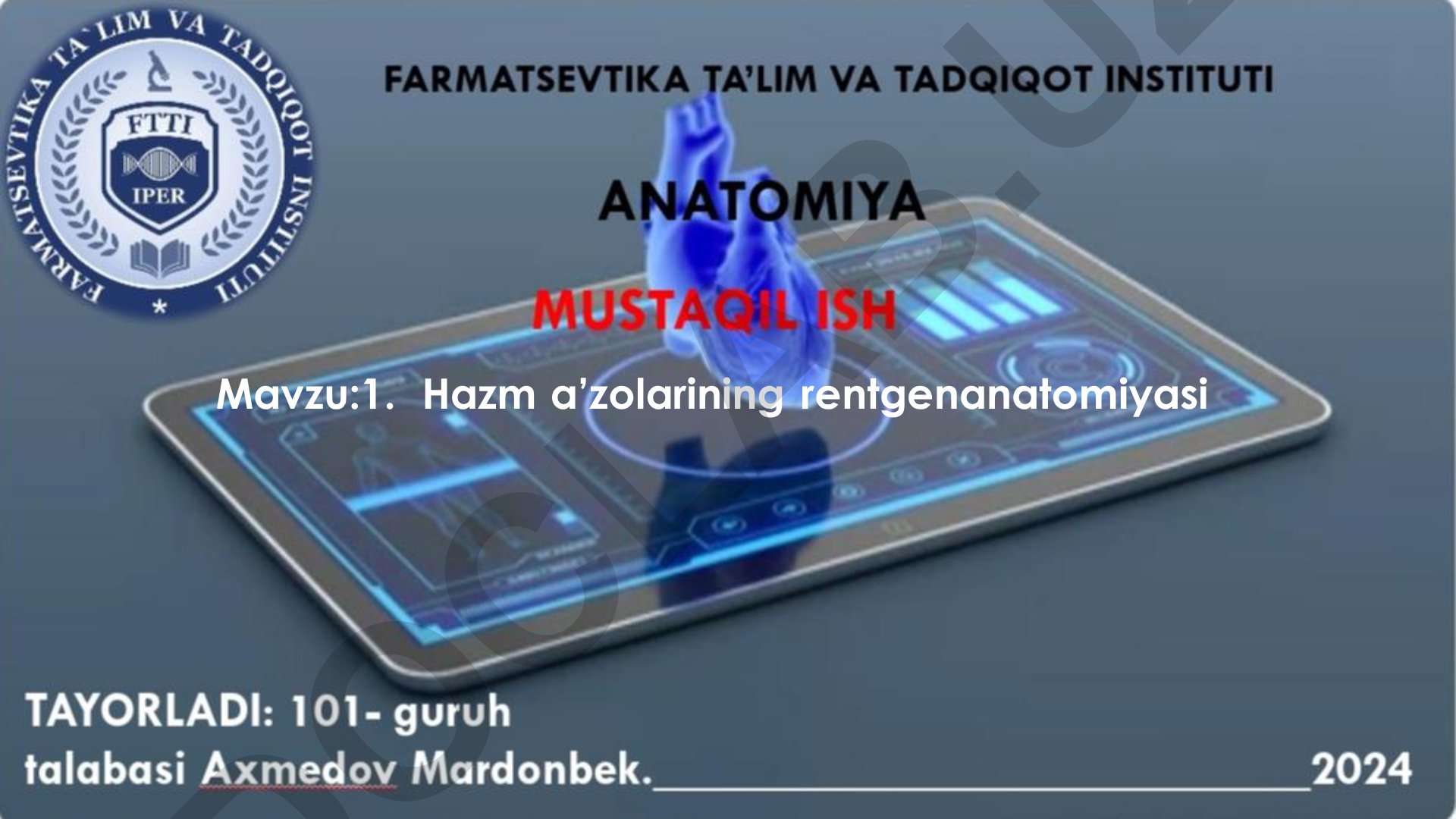 Hazm a’zolarining rentgenanatomiyasi