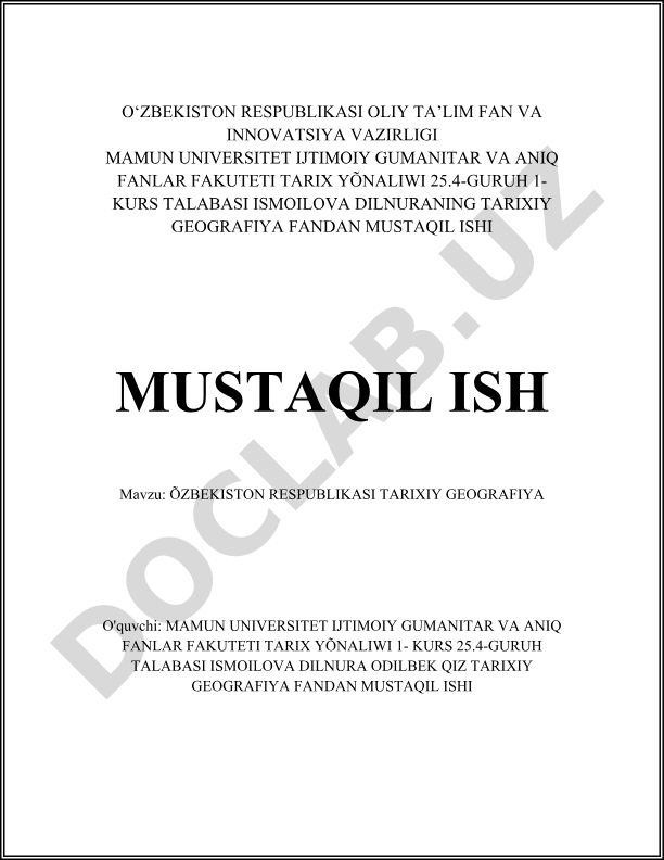O'zbekiston Respublikasi tarixiy geografiya