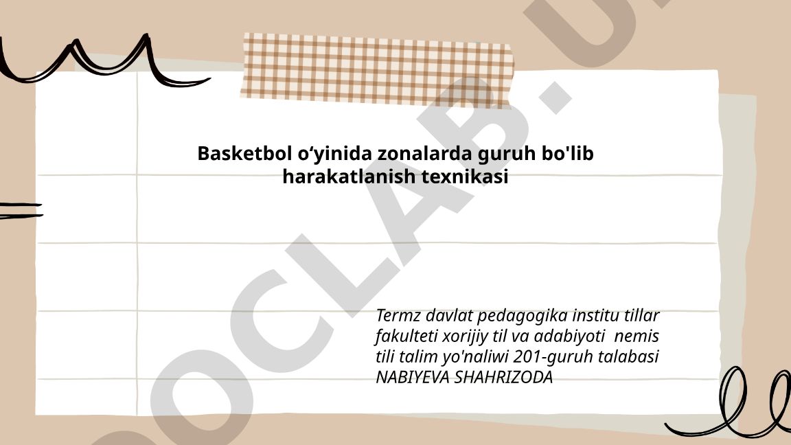 Basketbol oʻyinida zonalarda guruh bo'lib harakatlanish texnikasi