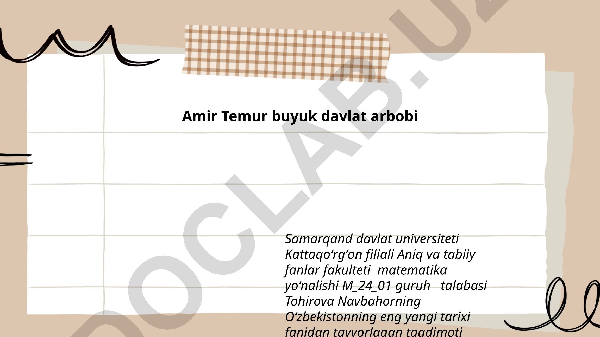 Amir Temur davlatchilik siyosati, harbiy strategiya va diplomatik faoliyati