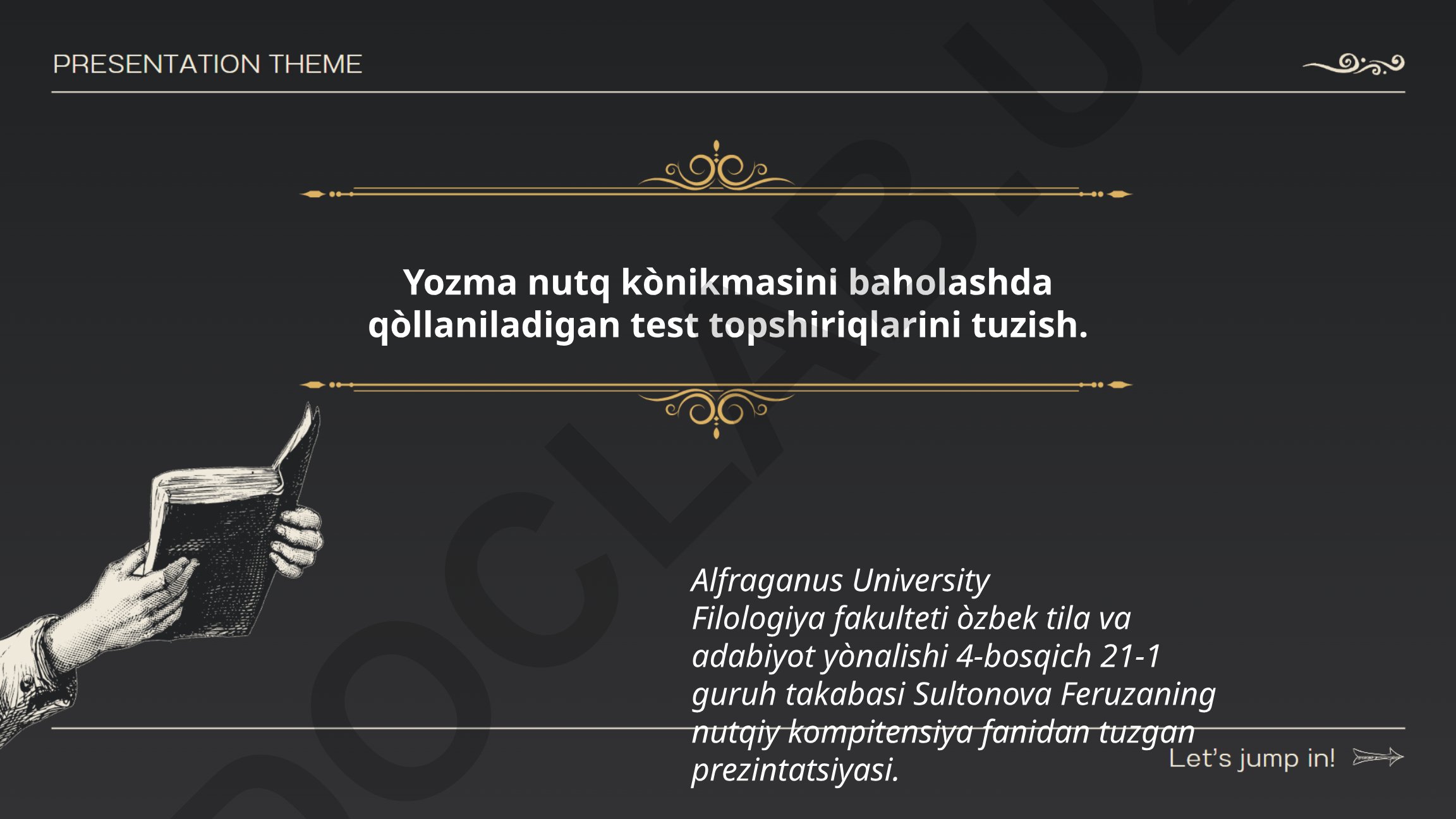 Yozma nutq ko'nikmasini baholashda qo'llaniladigan test topshiriqlarini tuzish