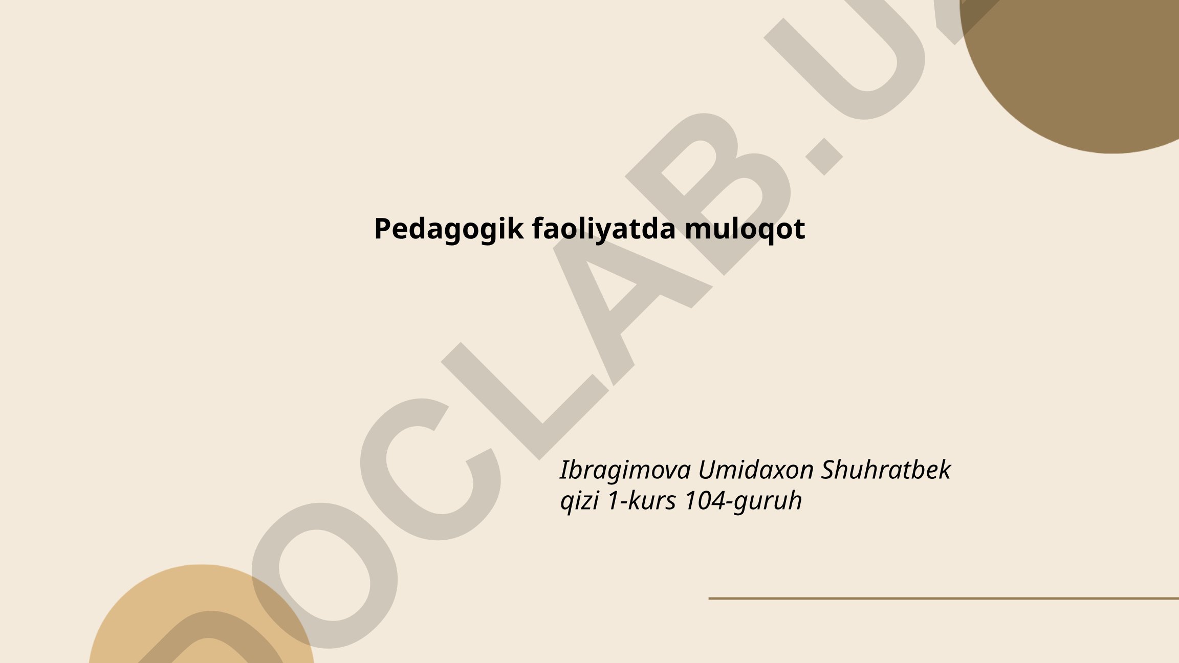 Pedagogik faoliyatda muloqot