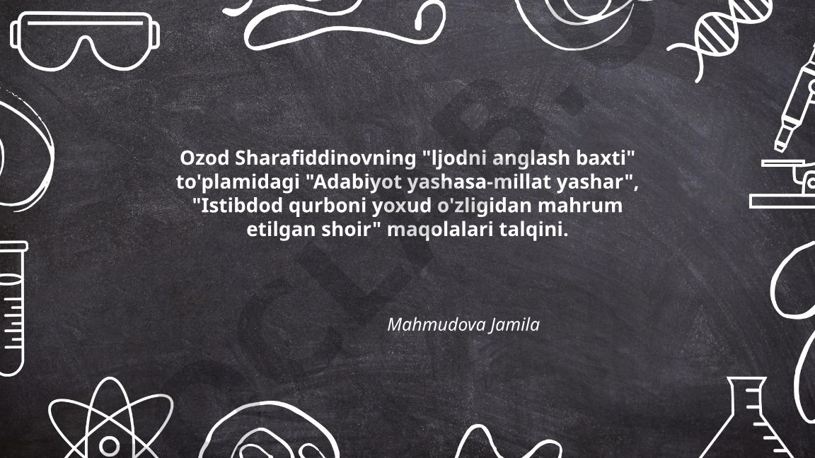 Ozod Sharafiddinovning "Ijodni anglash baxti" to'plamidagi maqolalar talqini