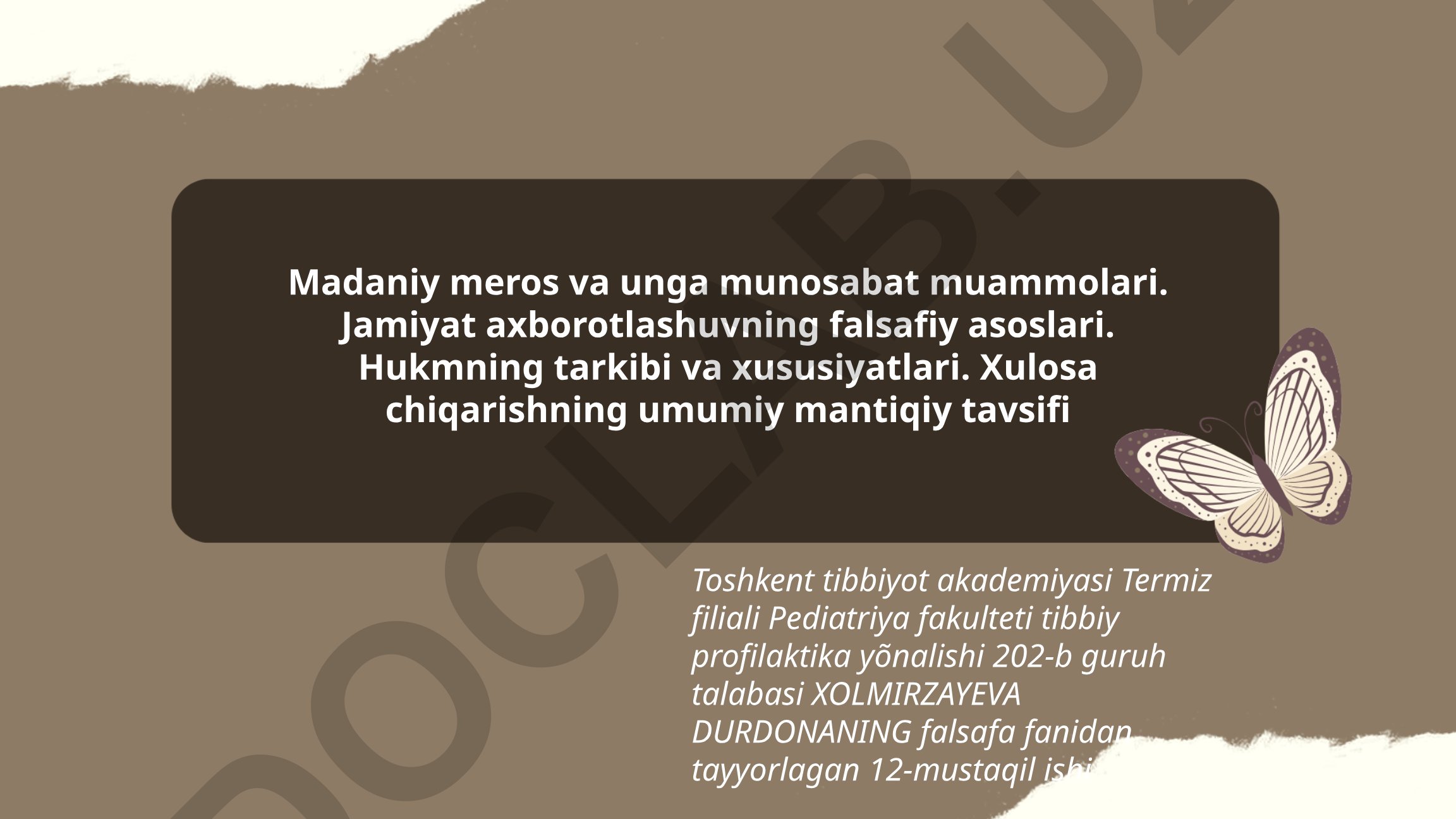 Madaniy meros va unga munosabat muammolari