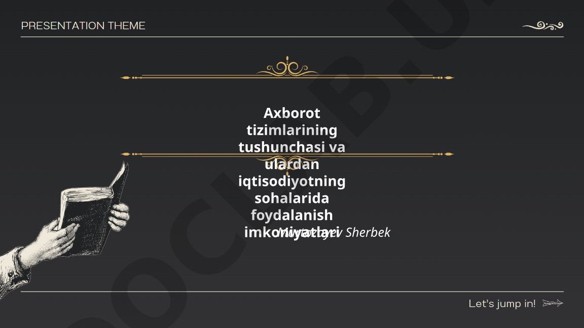 Axborot tizimlarining tushunchasi va iqtisodiyot sohalarida foydalanish imkoniyatlari