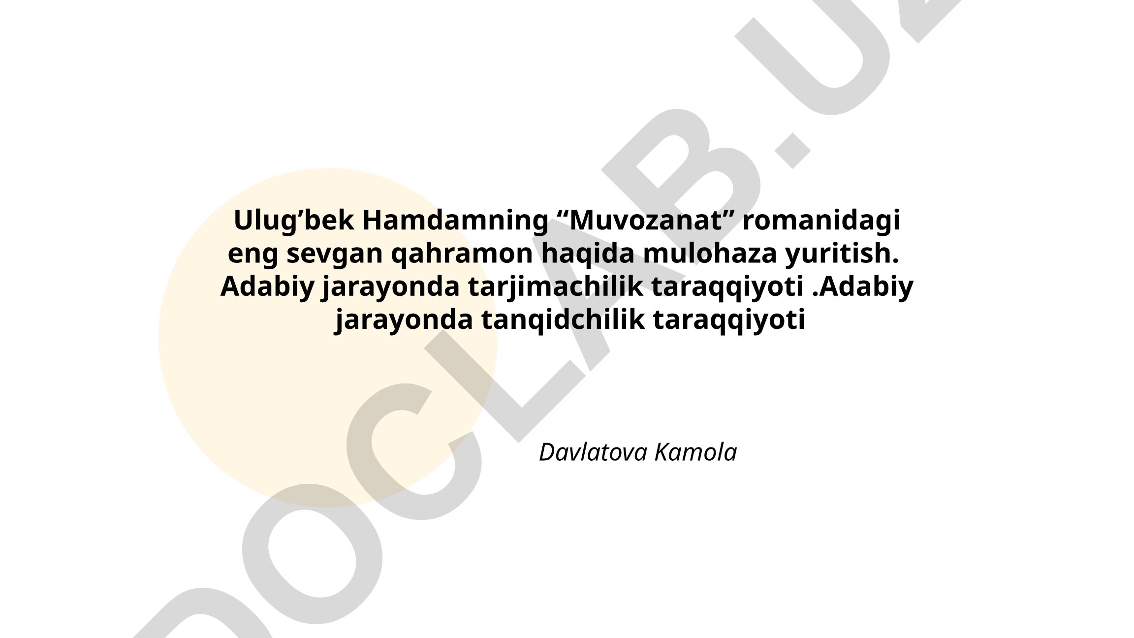 Ulug'bek Hamdamning "Muvozanat" romanidagi qahramon tahlili va adabiy jarayon