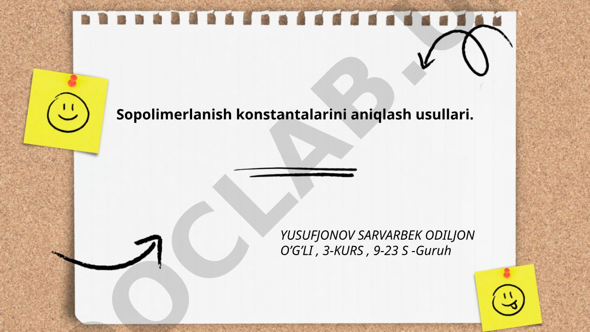 Sopolimerlanish konstantalarini aniqlash usullari
