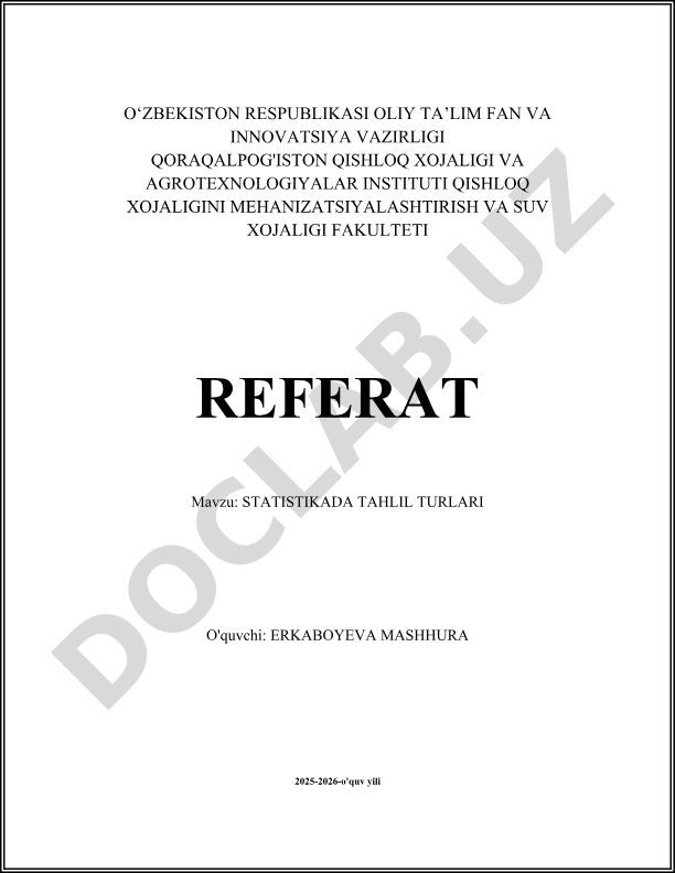 Statistikada tahlil turlari