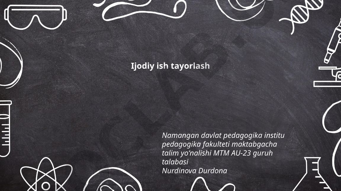 Ijodiy ish tayorlash: mavzu tanlash, maqsad va vazifalar